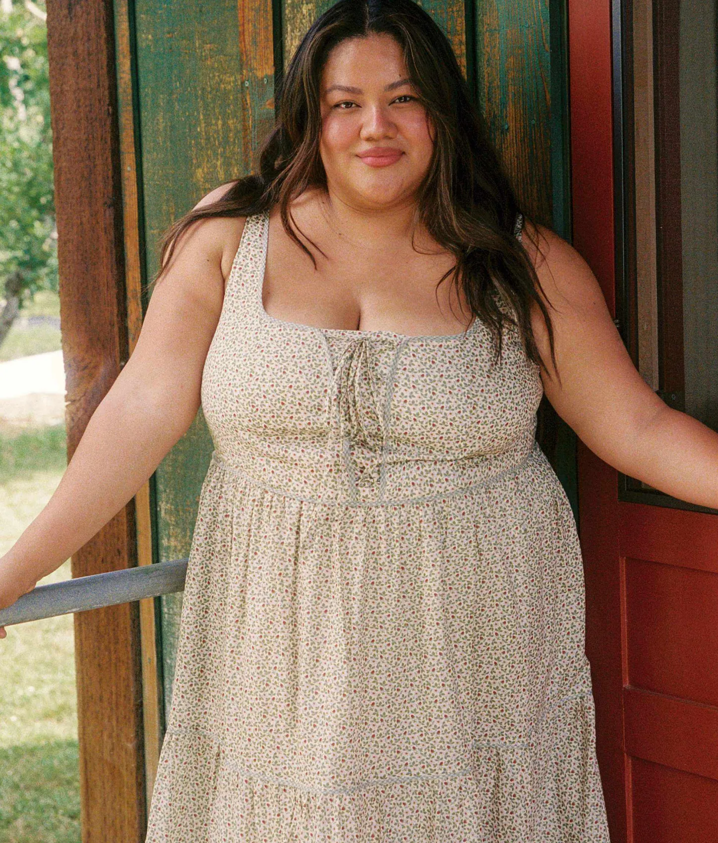 Extended Sizing^Christy Dawn The Adele Dress Extended Creme Strawberry