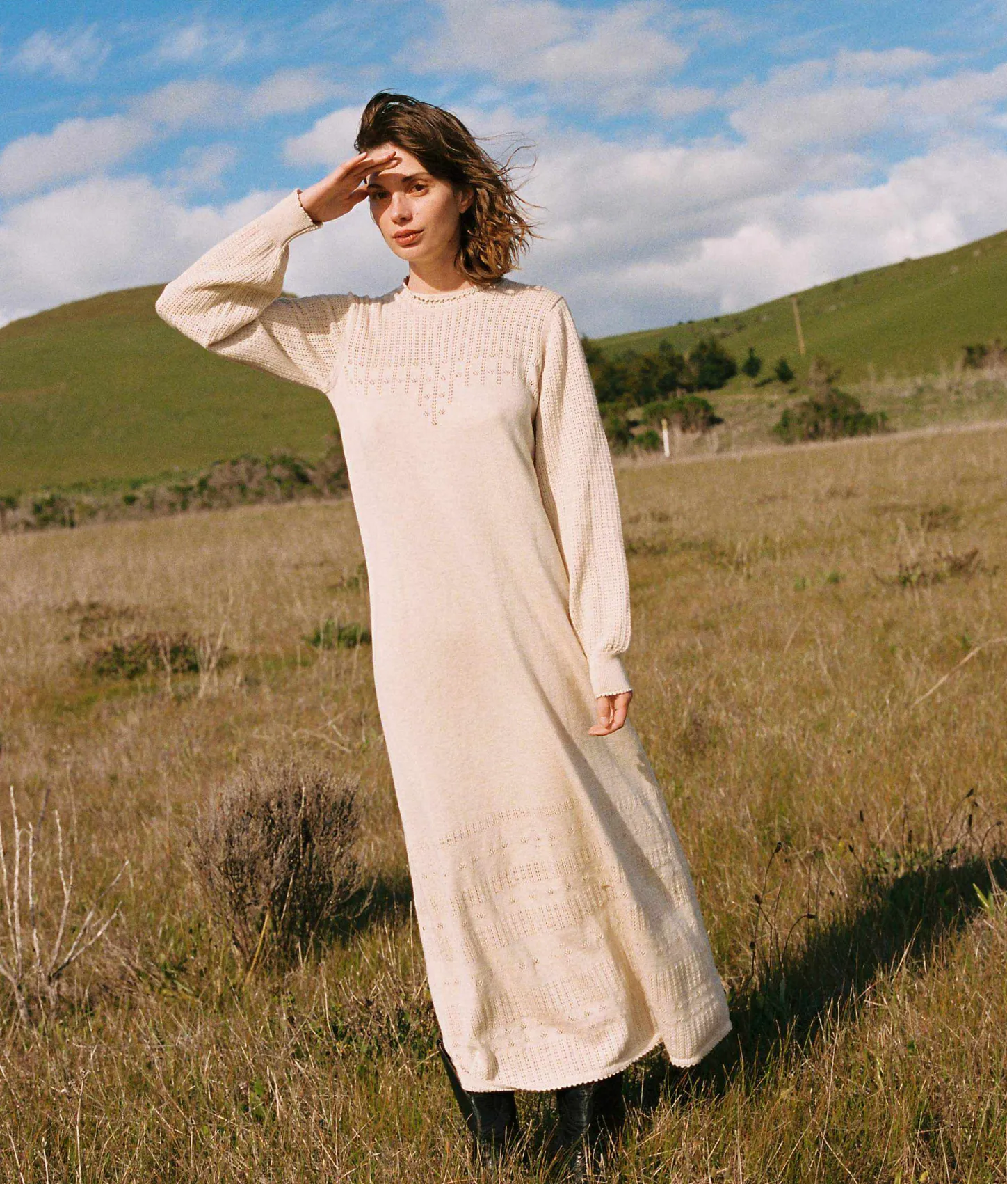 Dresses^Christy Dawn The Ashton Sweater Dress Natural Pointelle