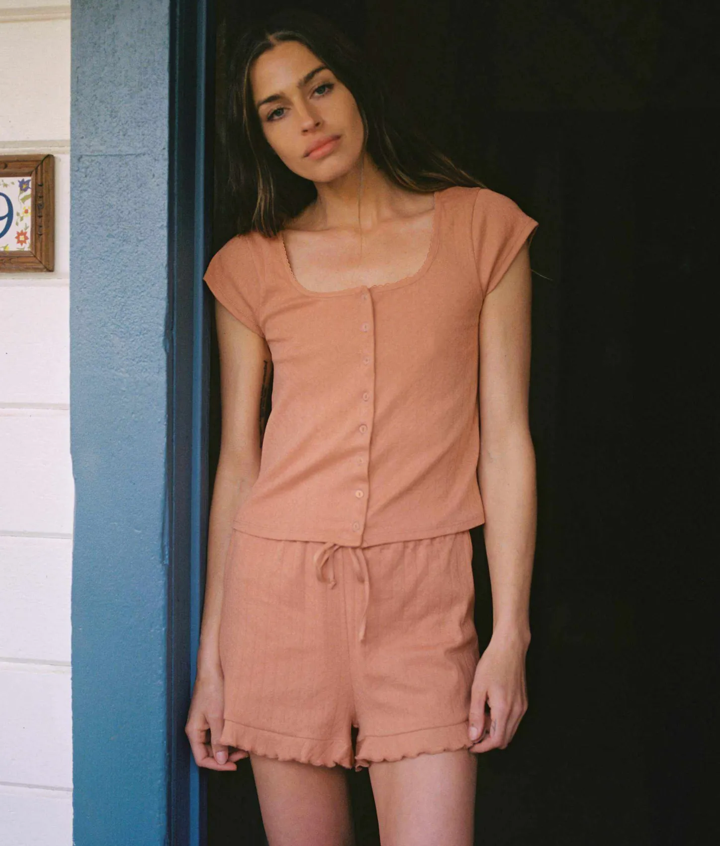 Dresses^Christy Dawn The Bobby Short Toasted Nut Pointelle