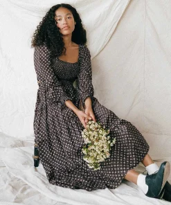 Dresses^Christy Dawn The Emerson Dress Noir Petunia Dot (Block Printed)