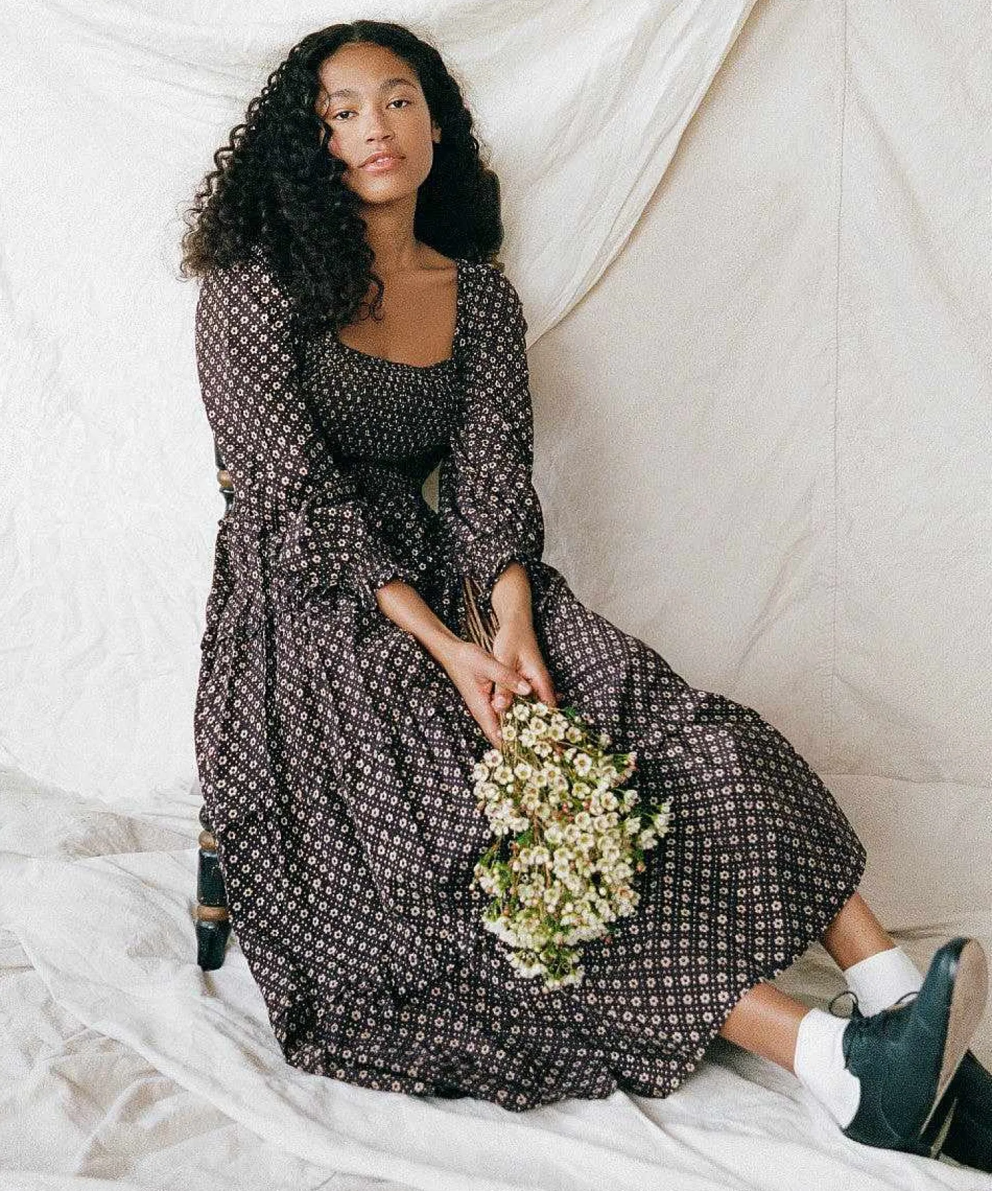 Dresses^Christy Dawn The Emerson Dress Noir Petunia Dot (Block Printed)