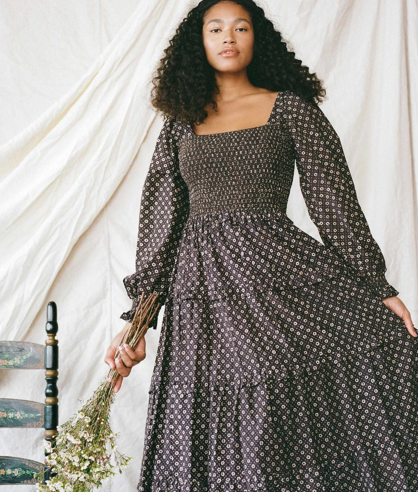 Dresses^Christy Dawn The Emerson Dress Noir Petunia Dot (Block Printed)