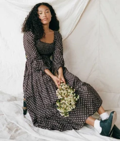 Dresses^Christy Dawn The Emerson Dress Noir Petunia Dot (Block Printed)