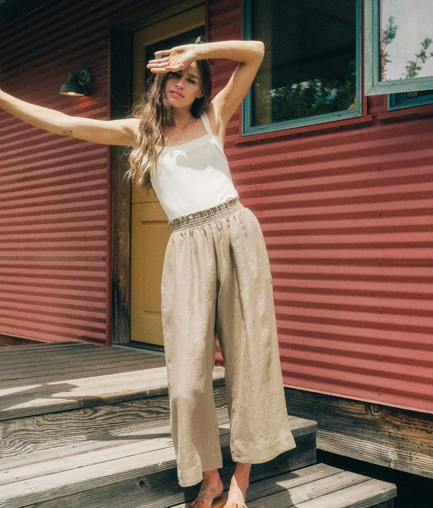 Bottoms^Christy Dawn The Luna Pant Sage Linen