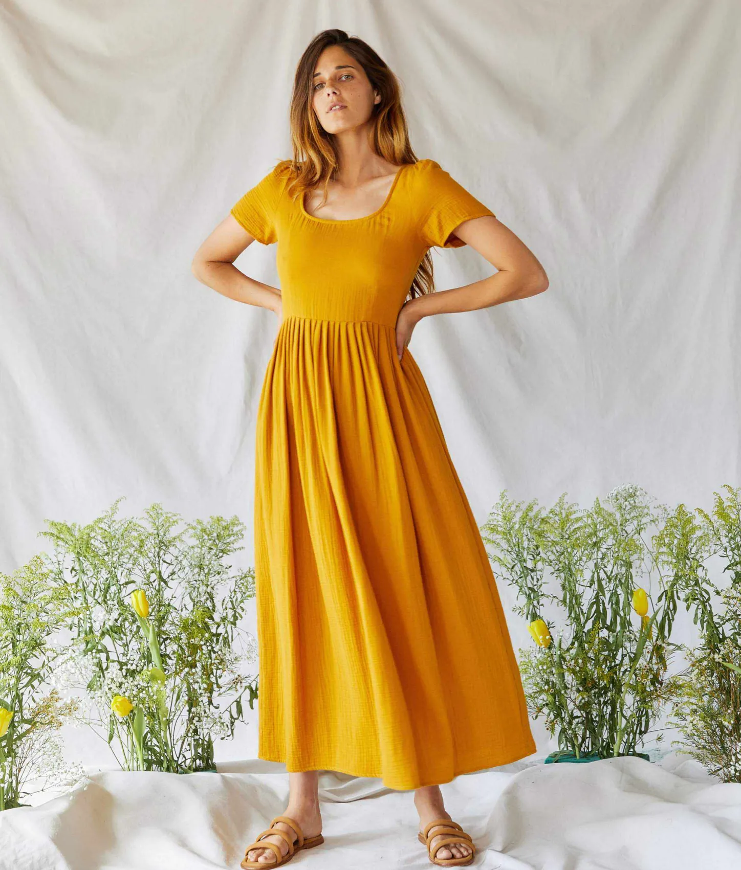 Dresses^Christy Dawn The Scarlet Dress Mustard Gauze